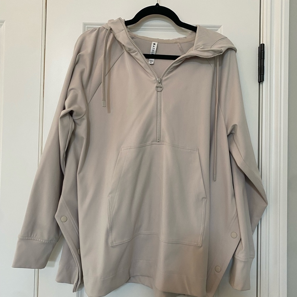 Athleta Beige Quarter-Zip Hoodie